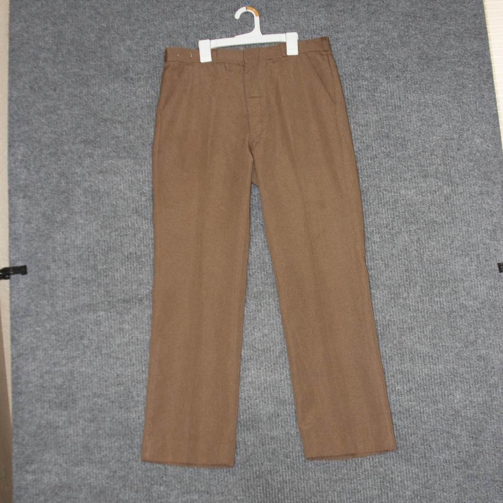 VTG Atlas Mens Trousers Brown Pleated Flat Front Pants Size‎ 33 Classic Tailored